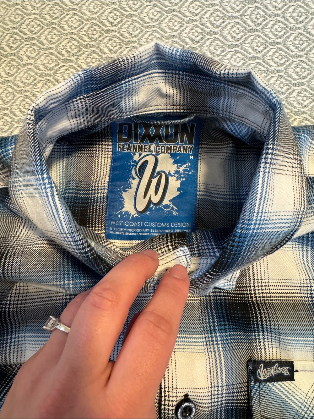 DIXXON Black, White & Blue Plaid Men’s Button-Down Shirt - Picture 3 of 3